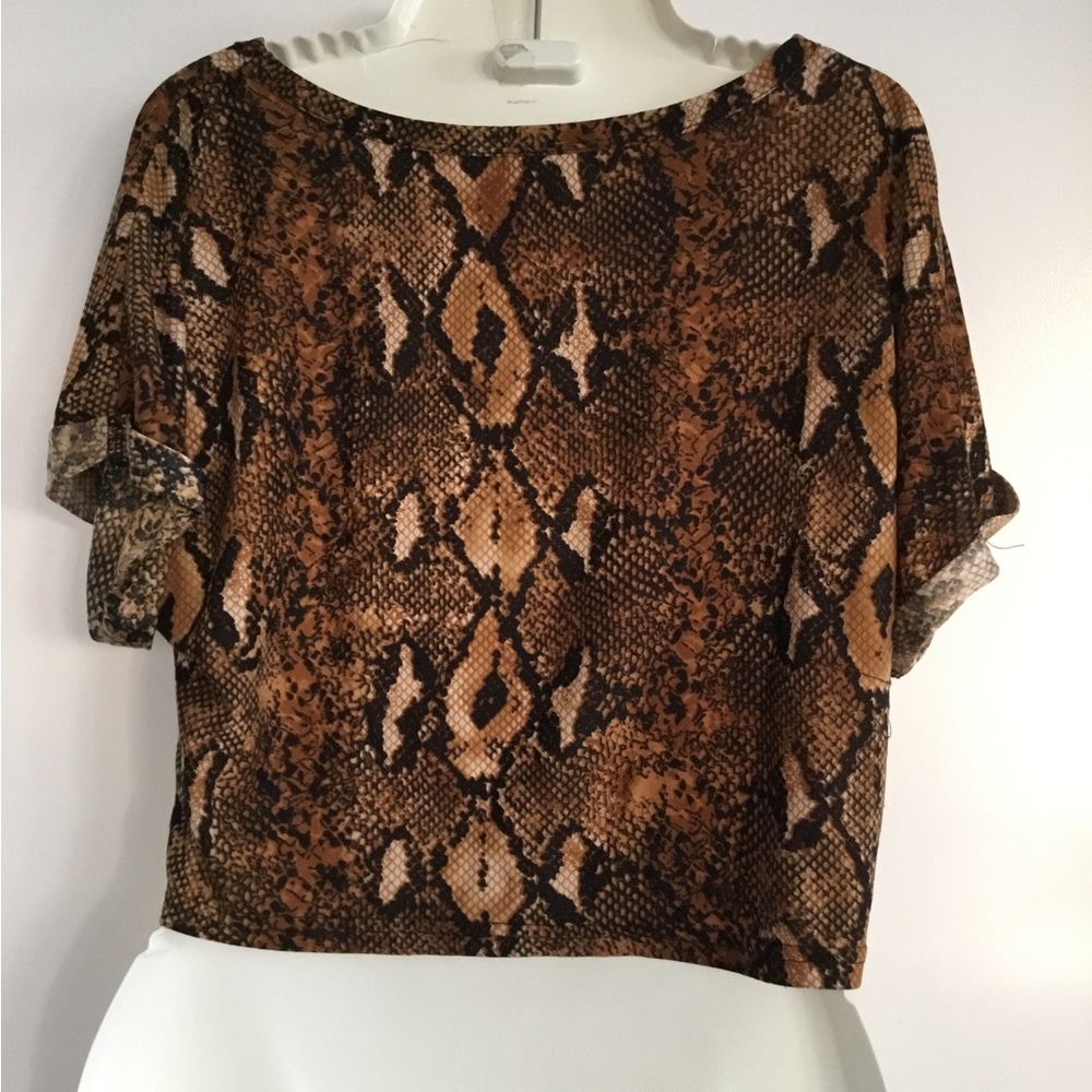 Brown Snake Print Women's Top